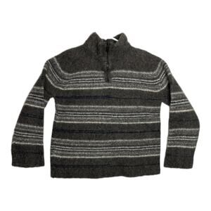 Zegna Sport wool sweater high neck & 1/4 zip gray & cream size small